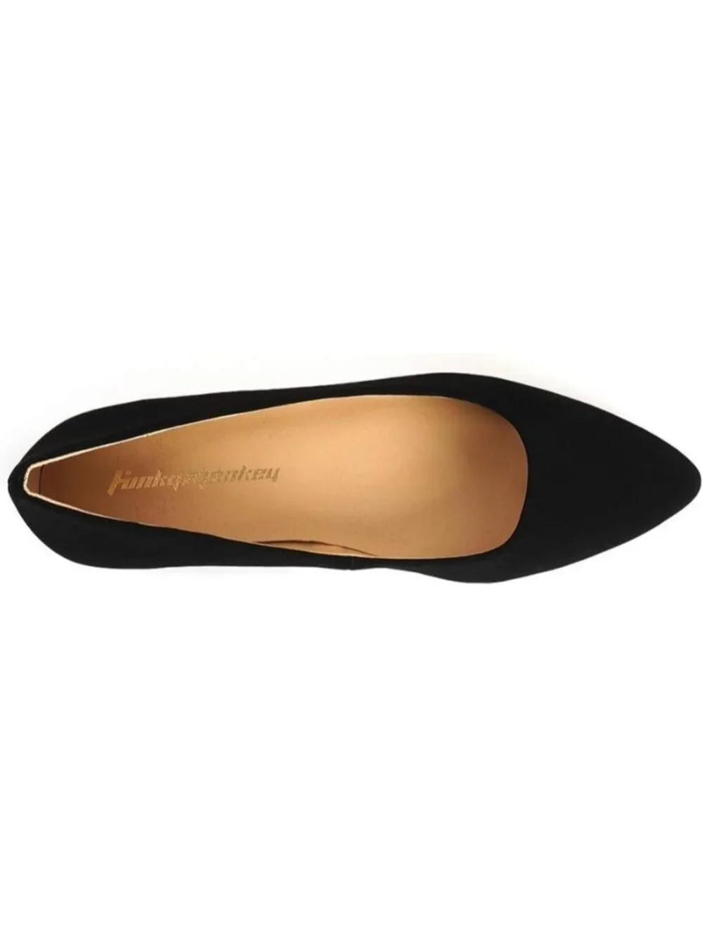 FUNKYMONKEY Women's Black Faux Leather Pointed Toe Slip On Ballet Low Heel Flats